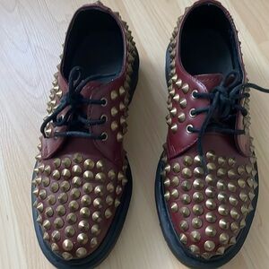 Dr Martens Harlen Stud Chrome ankle Oxford Cherry Shoes boots, size M 4 / W 5
